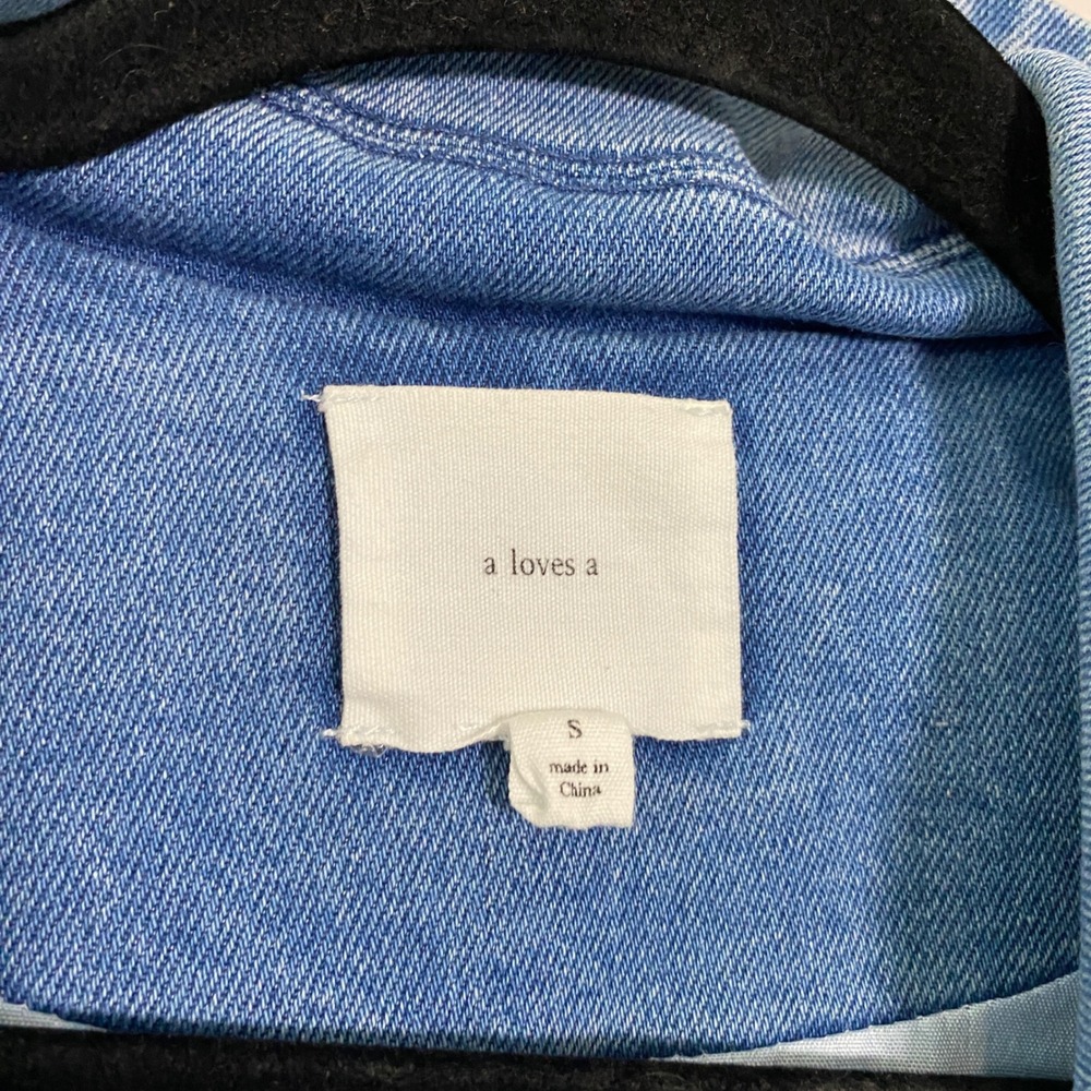 A Loves A Blue Denim Double Breasted Blazer Jacket Small Notch Collar Preppy - Picture 3 of 5